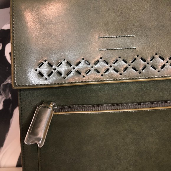 NWT Mondani New York Dark Green Vegan Leather Backpack - Picture 5 of 7